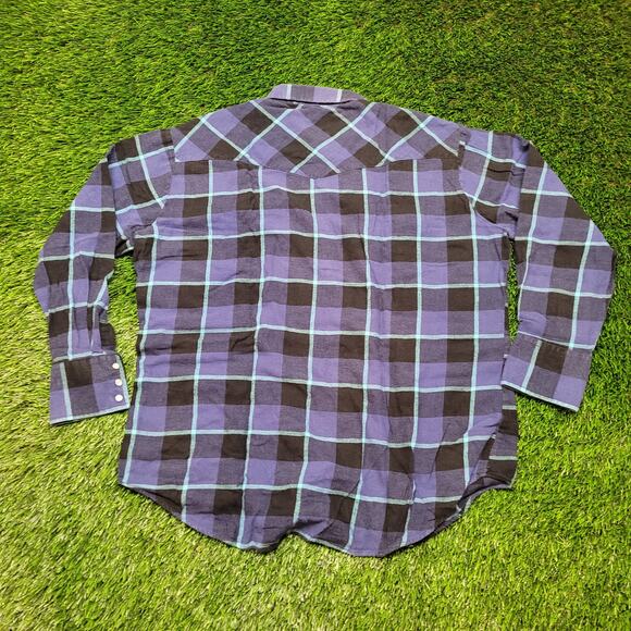 Ely Cattleman Plaid Flannel Shirt Mens XL Oversized  Fit Pearl Snap Western - Picture 3 of 4